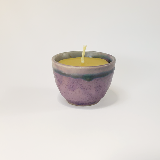 Beeswax Candle in Wisteria Glaze Cup